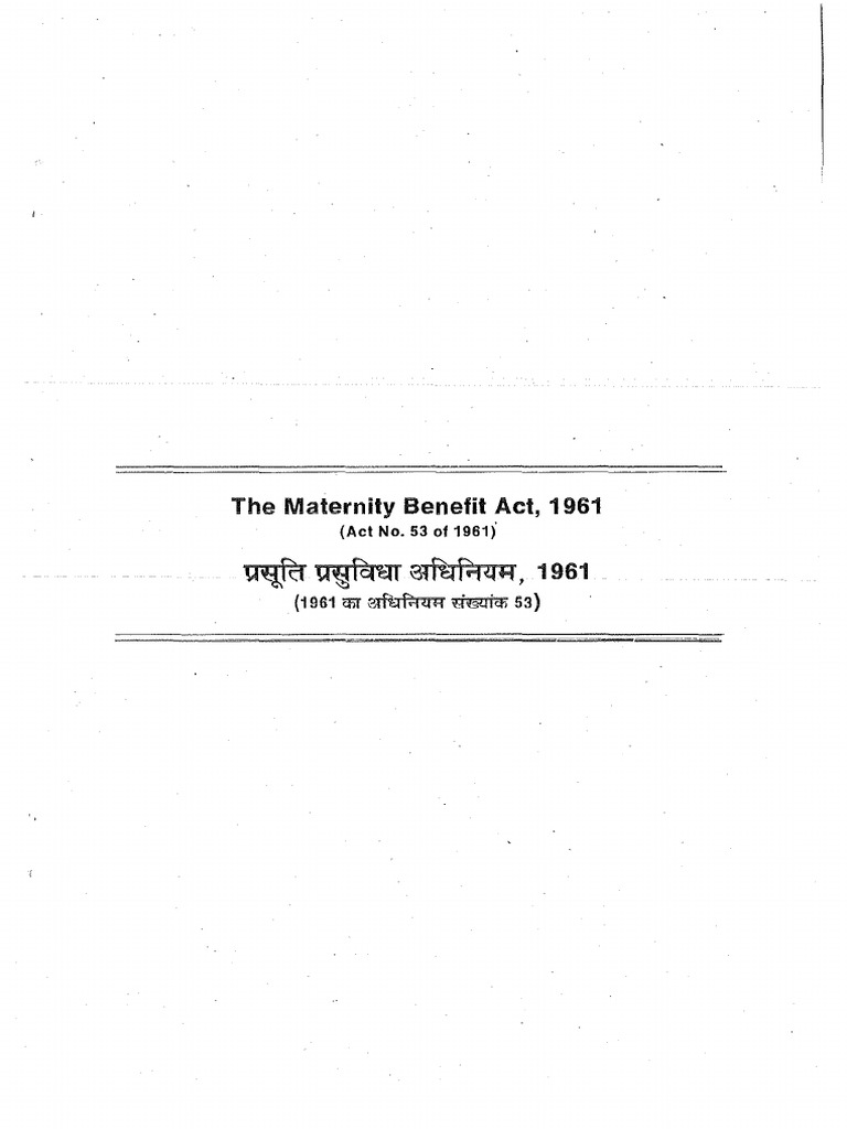 The Maternity Benefit Act 1961 PDF