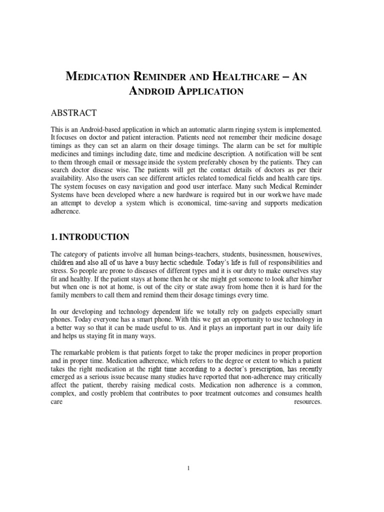 Medicine Reminder Project MAIN PDF Android (Operating System) Patient