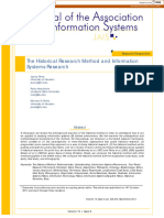 The Historical Research Method and Information Systems Research