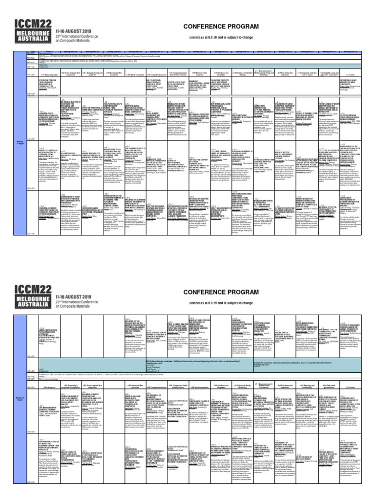 ICCM22 Program Matrix Website.8.8.19 2 | PDF | Composite Material ...