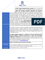 Job Description - Tata Power - DET (Computer Science and IT) - 2023