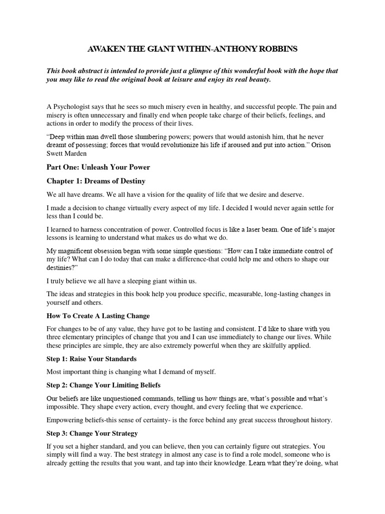 C2 Awaken The Giant Within Anthony Robbins Pdf Pleasure Emotions