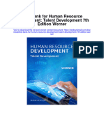 Test Bank For Human Resource Development Talent Development 7th Edition Werner