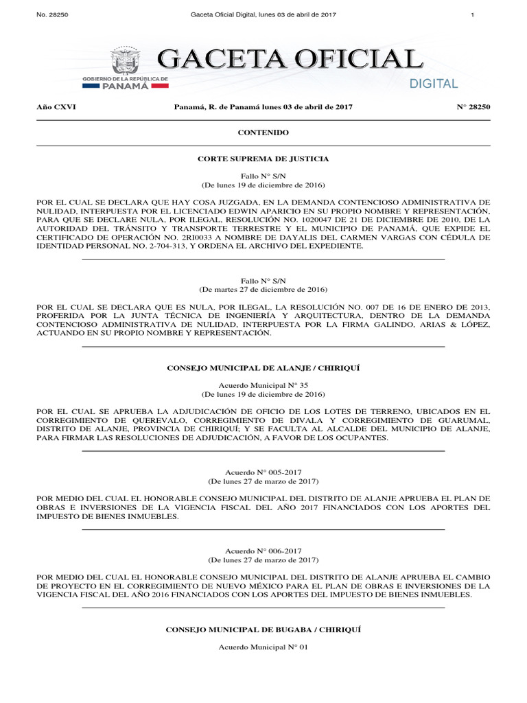 GacetaNo 28250 20170403 | PDF | Gobierno