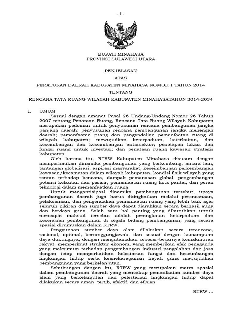RTRW Kabupaten Minahasa 2014-2034 | PDF | Sains & Matematika