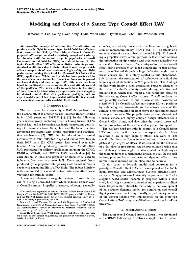 modeling and control of a saucer type coanda effect uav PDF