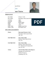 Jhondhel Panonce Torres: Personal Data