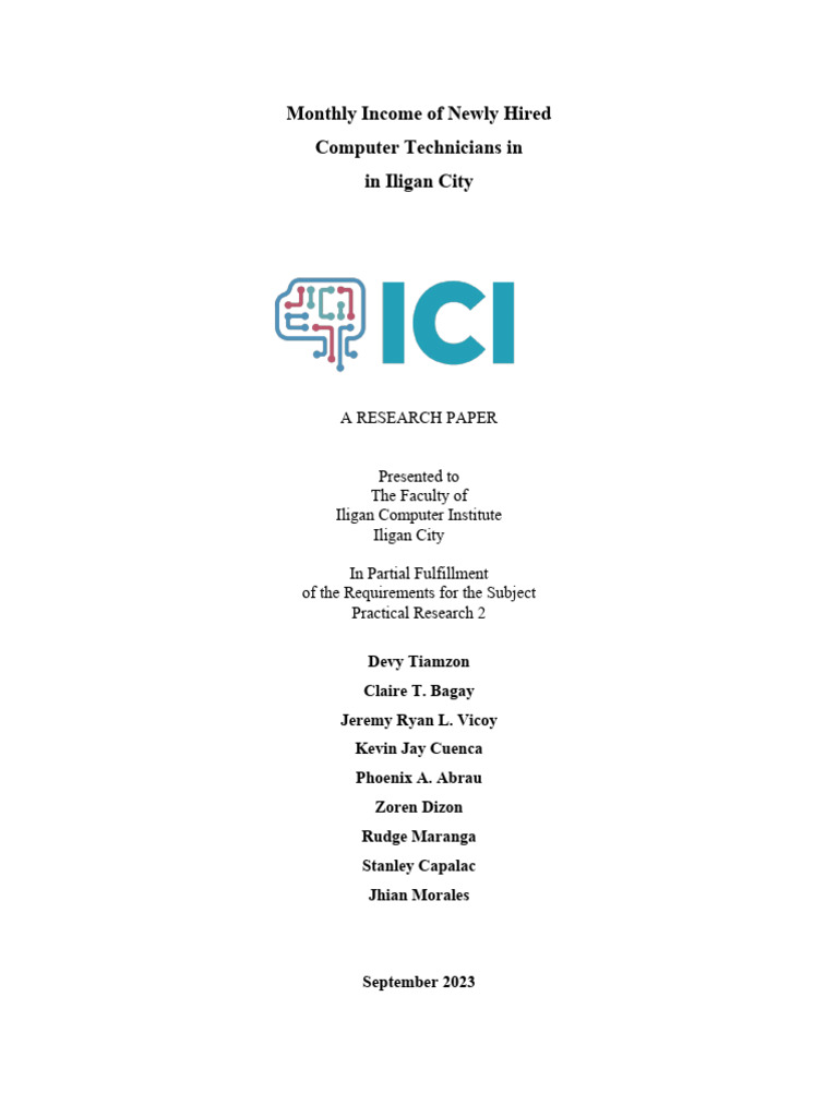 Monthly Income of Computer Technicians in Iligan | PDF | Cost Of Living ...