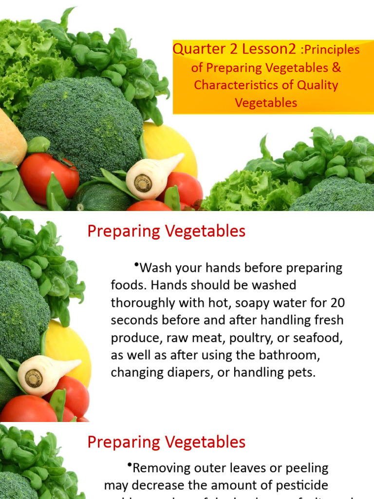 Principles of Vegetable Preparation | PDF | Vegetables | Organic Foods