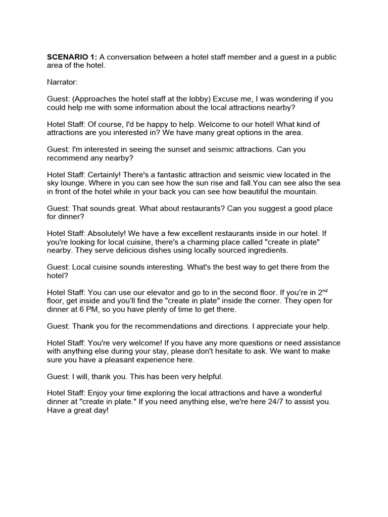 Housekeeping Role Play PDF Housekeeping