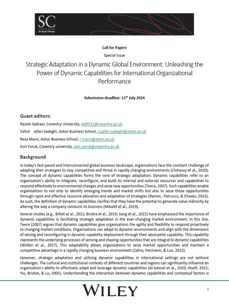 Strategic Adaptation in A Dynamic Global Environment: Unleashing The ...