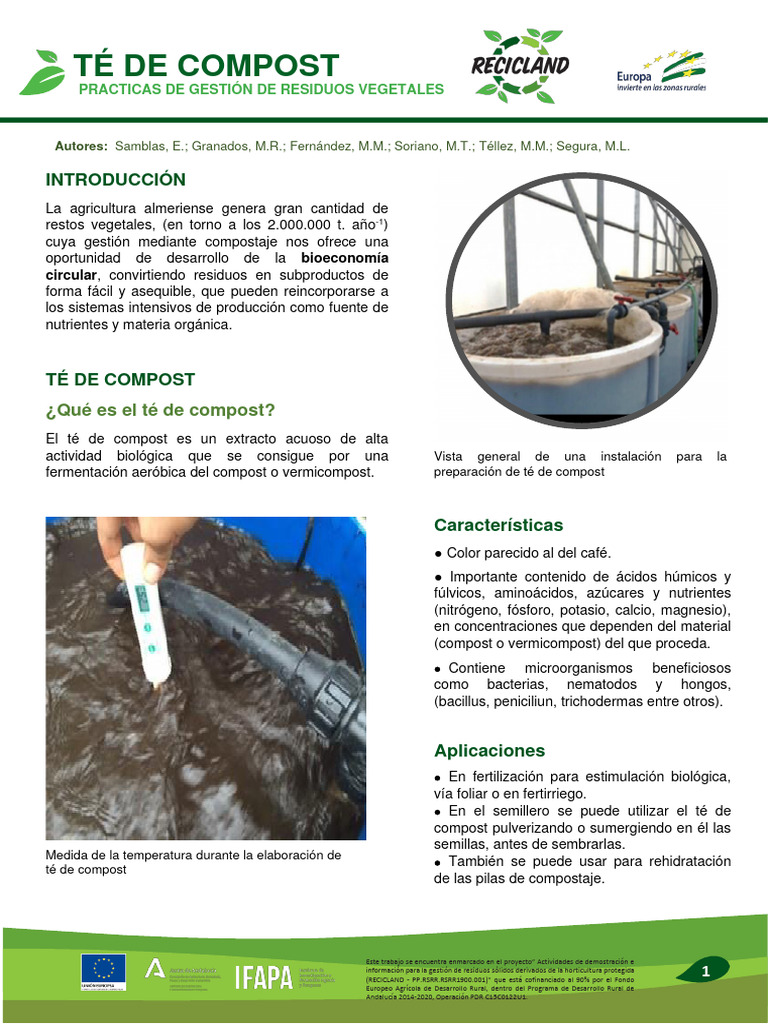 Té de Compost: Gestión de Residuos | PDF | Compost | Agua