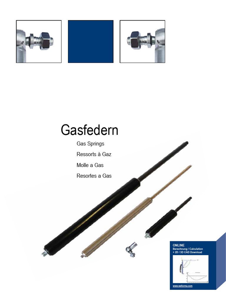 Calcul des ressorts à gaz Weforma PDF Machine Génie du bâtiment — free download