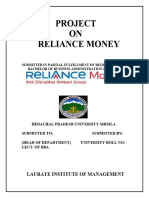 PROJECT Report On Reliance Money
