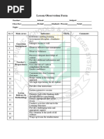 APSIS Lesson Observation Form