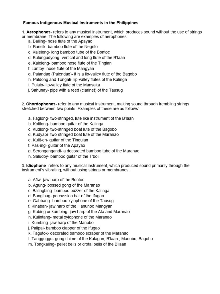 Indigenous Instruments of the Philippines | PDF | Musical Instruments