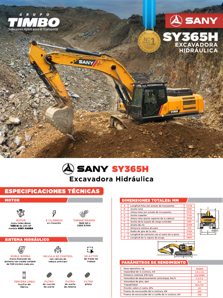 Excavadora Sany SY365H | PDF