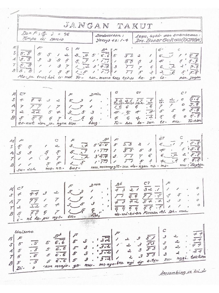 Partitur Jangan Takut | PDF