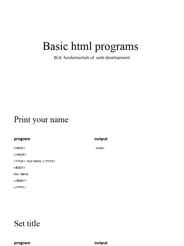 Basic HTML Programs | Download Free PDF | World Wide Web | Internet & Web