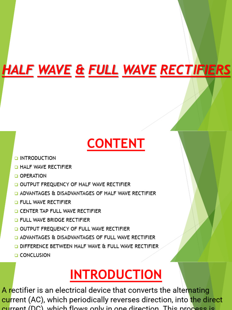 Half Wave & Full Wave Rectifiers PDF Rectifier Power Electronics
