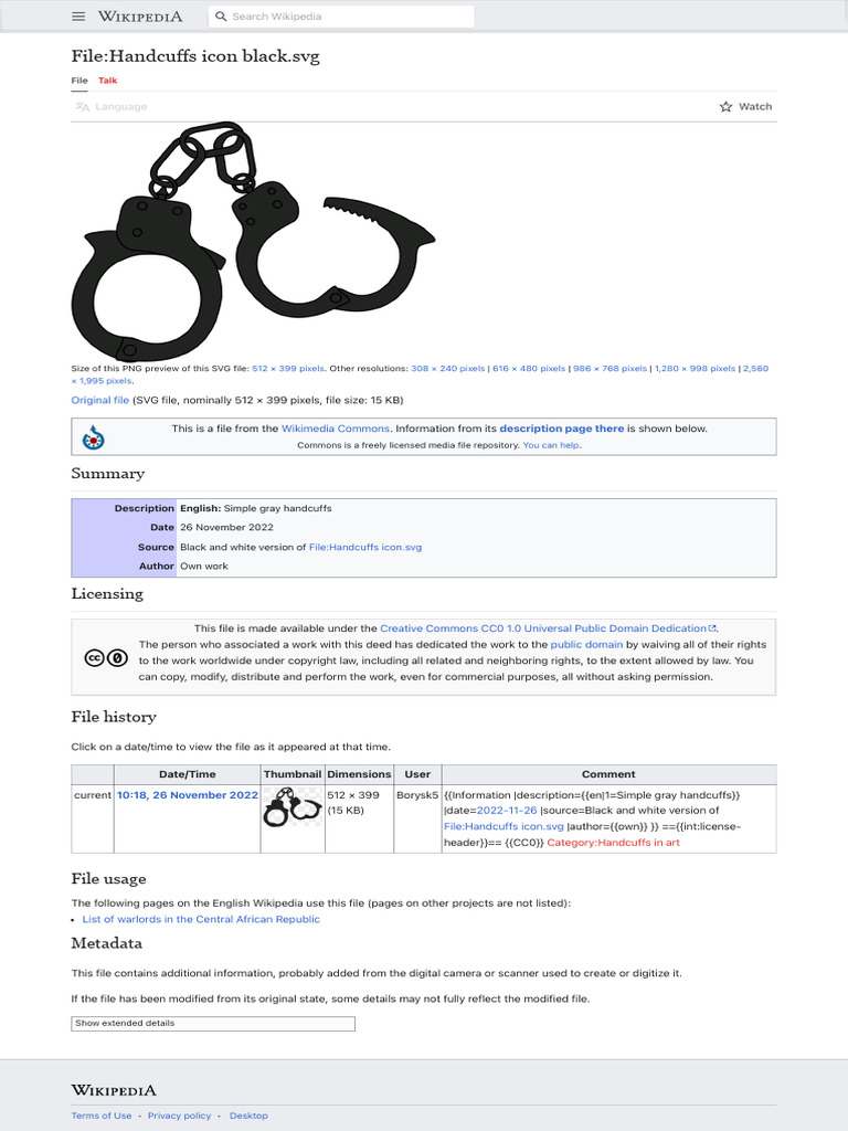 Handcuffs PDF Creative Commons License Public Domain