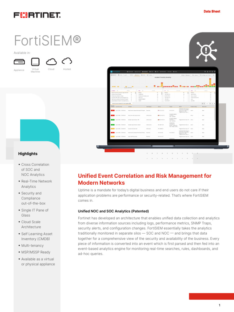 FortiSIEM Series Datasheet | PDF | Cloud Computing | Computer Network
