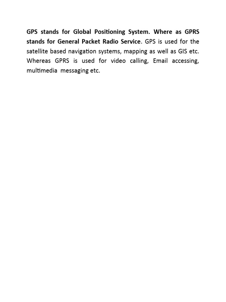 GPS Stands For Global Positioning System PDF