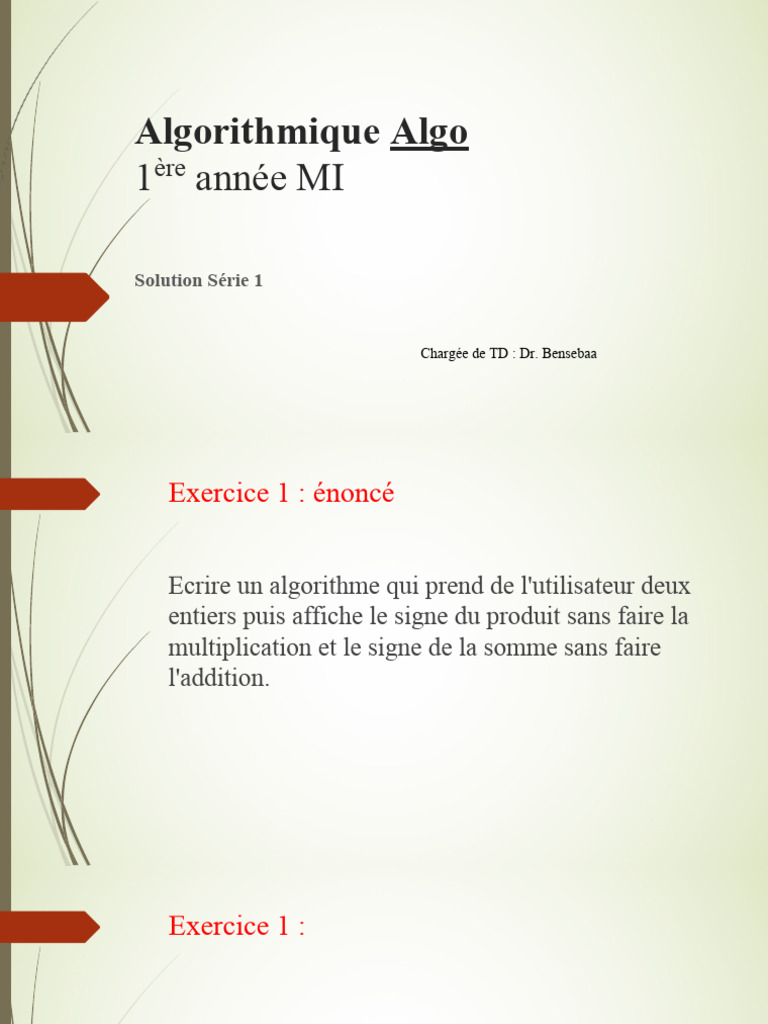 Algorithmes de base en algorithmique MI | PDF | Entier naturel ...