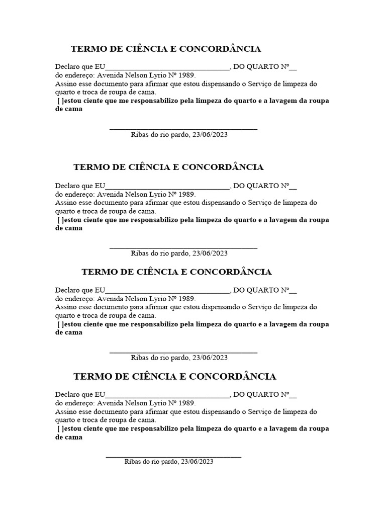 Termo de Ciência e Concordância | PDF