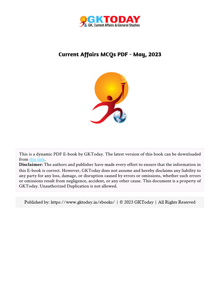 Current Affairs MCQs PDF - May 2023 | PDF | Eclipse | Quasar