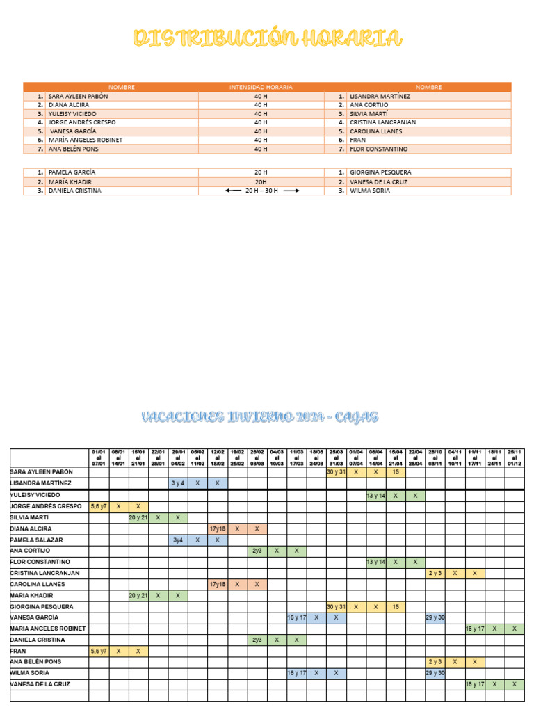 Calendario Vacaciones Invierno 2024 PDF