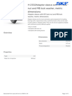 SKF H 2332adapter Sleeve With KM Lock Nut and MB Lock Washer, Metric Dimensions Specification