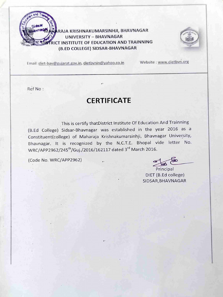 Ncte Certificate PDF