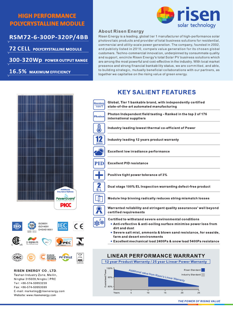 Risen Poly 72 300 320W | PDF