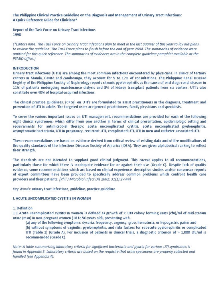 Philippine Clinical Practice Guideline on the Diagnosis and Management