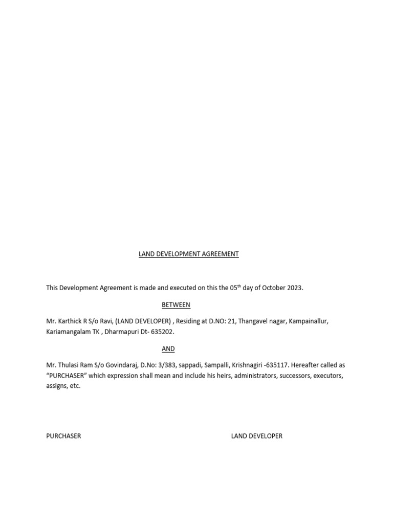 Land Development Contract | PDF | Justice | Crime & Violence