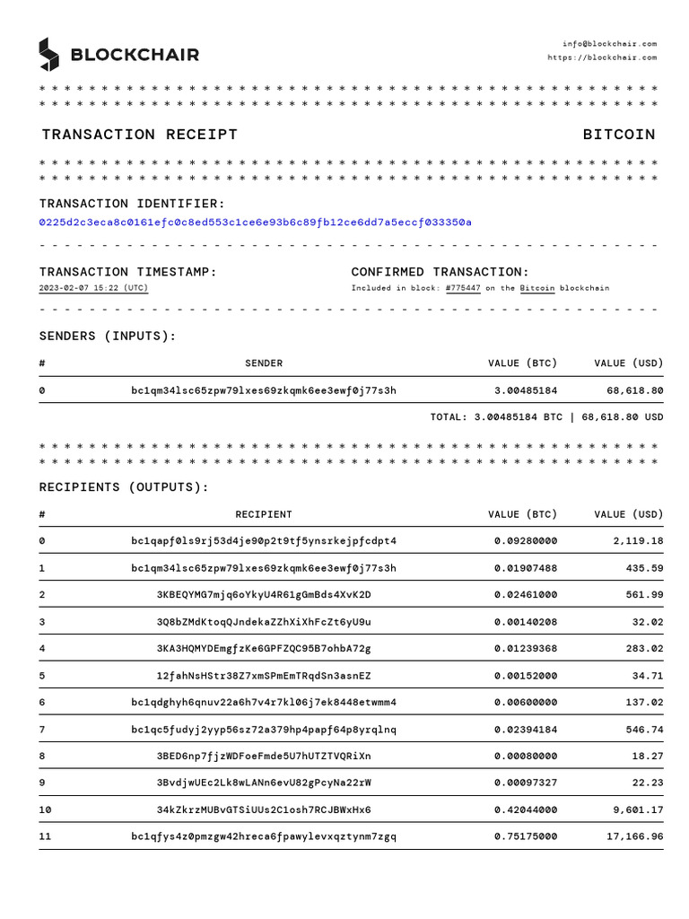 Transaction Receipt Bitcoin | PDF | Receipt | Bitcoin