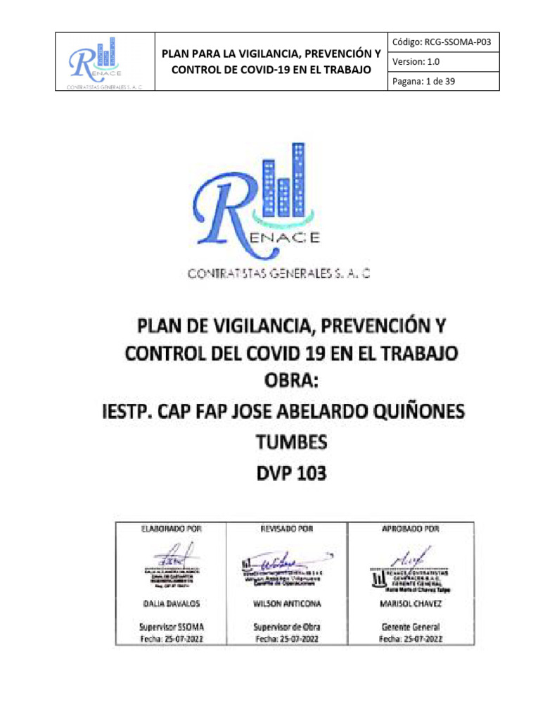 Rcg-Ssoma-P03 Plan de Vigilancia Prevención y Control Del Covid 19 en ...