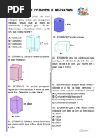 Exercícios de Volume: Prismas e Cilindros 9º Ano | PDF | Geometria ...