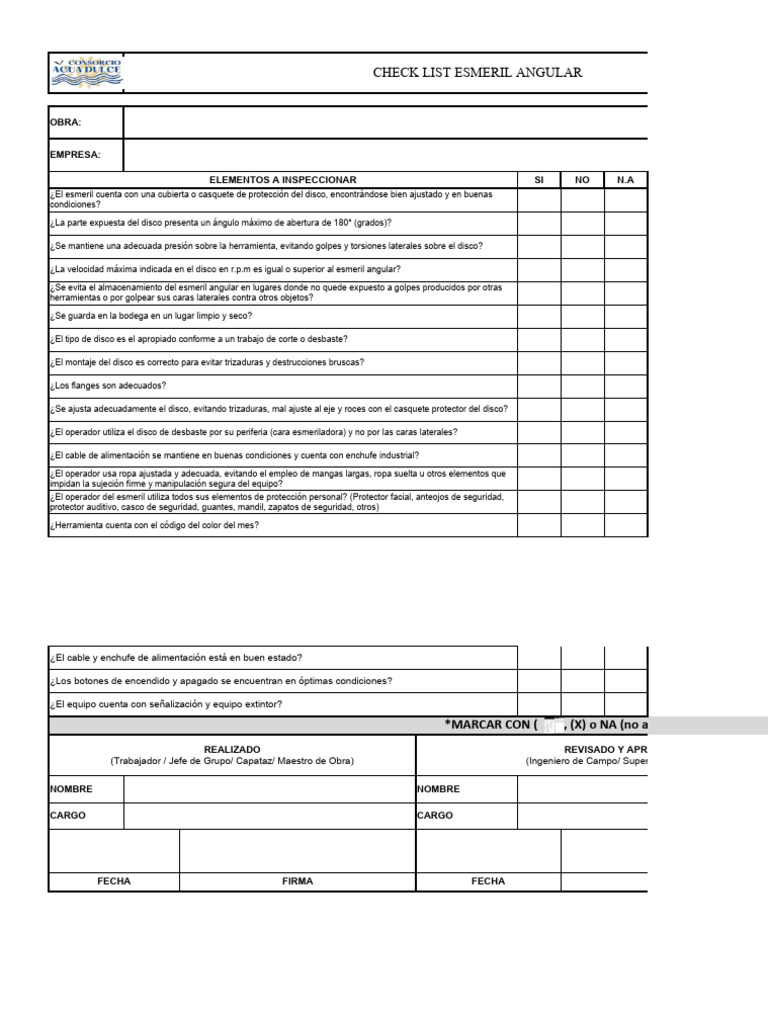 Check List Esmeril Angular CAD | PDF | Bienes manufacturados