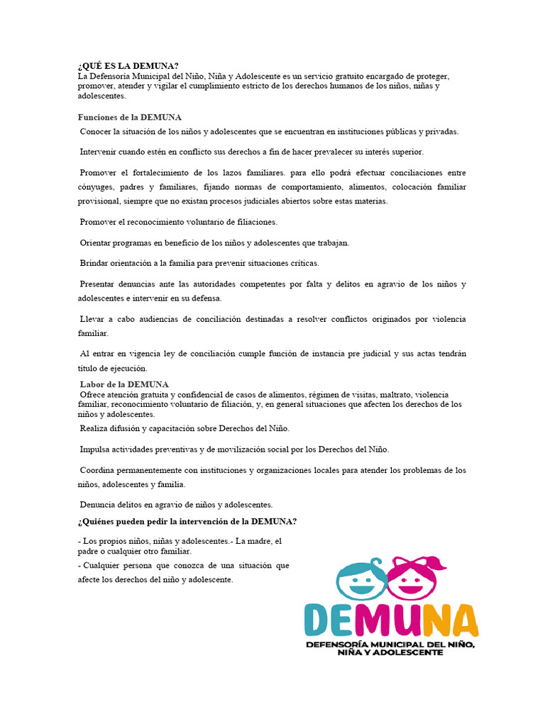 Qué Es La Demuna | Descargar gratis PDF | Violencia doméstica | La ...