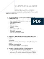 Entrenamiento y Alimentacion de Gallos Finos