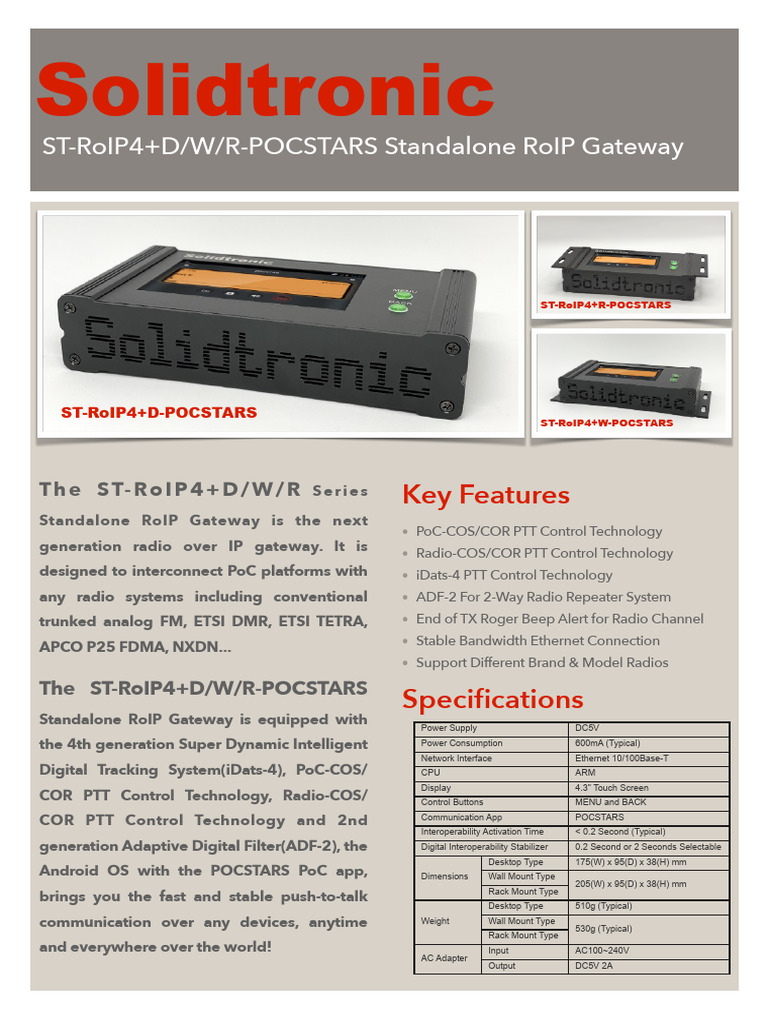 ST-RoIP4+D/W/R RoIP Gateway Overview | PDF | Radio | Computing