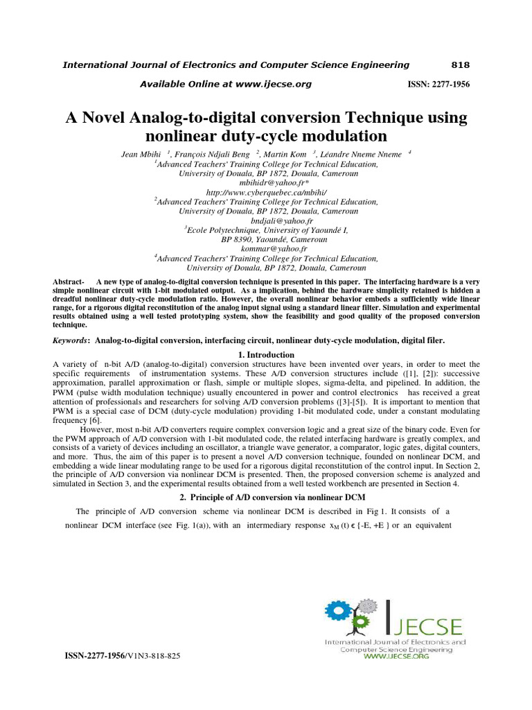 A Novel Analog To Digital Conversion Tec | PDF | Analog To Digital ...