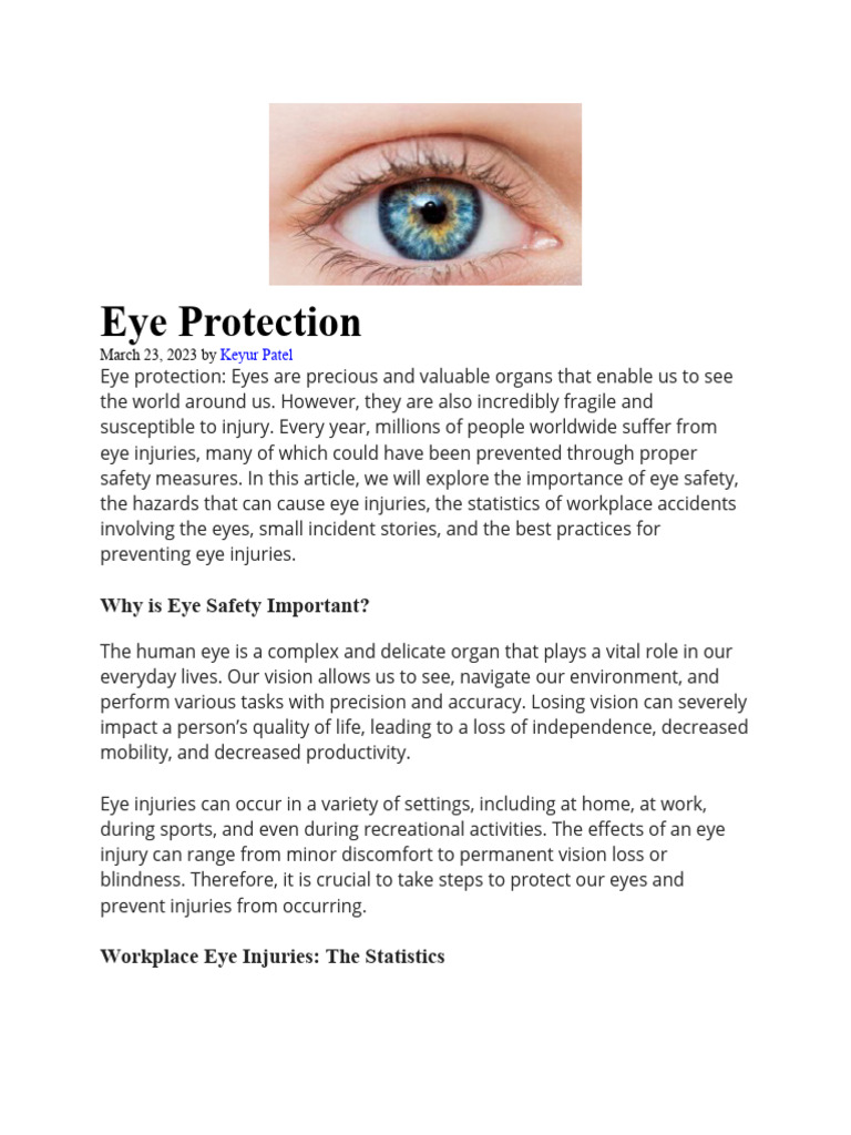 Eye Protection PDF Injury Occupational Safety And Health