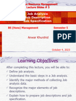 HRM Lecture Slides # 3 - Job Analysis Description and Specification