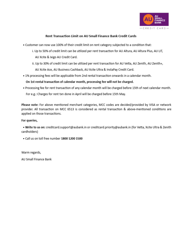 Credit Card Rent Transaction Rule | PDF