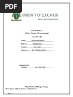 OOP Lab Mannual BY MUHAMMAD KASHIF