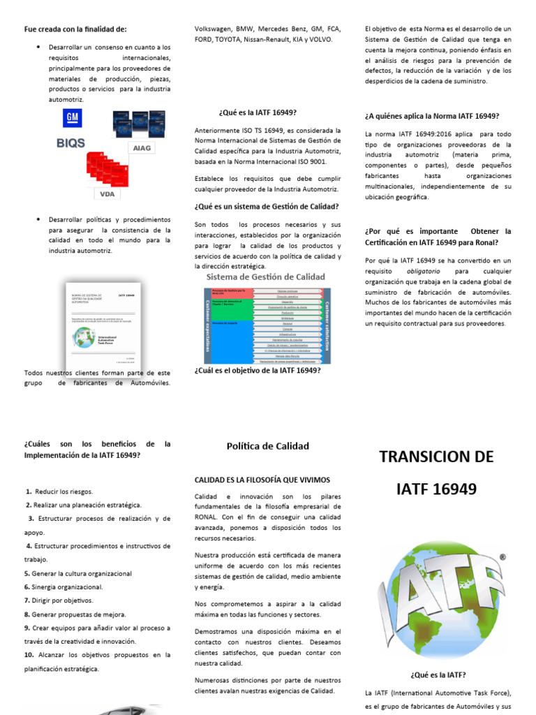 IATF 16949: Norma de Calidad Automotriz | PDF | Calidad (comercial ...