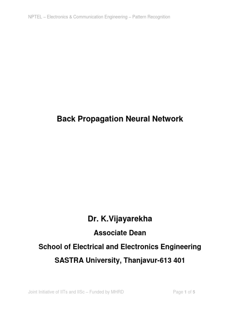 Back Propagation Neural Network | PDF | Artificial Neural Network ...